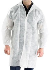 LAB COAT WHITE DISPOSABLE JACKET XL DECORATING VISITOR CLOTHES PROTECTION