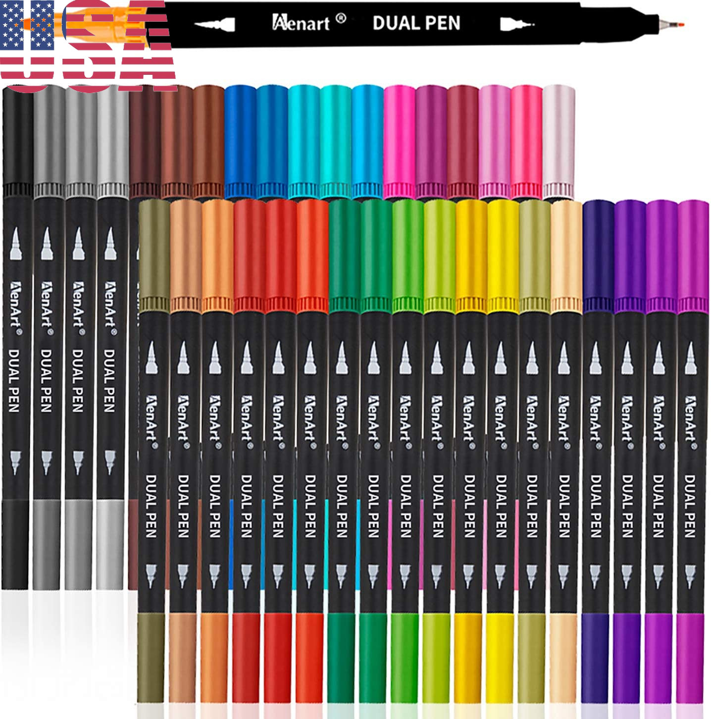 Dual Markers Brush Pens, 36 Fine Point Art Marker, Double Tip Colored Pen 