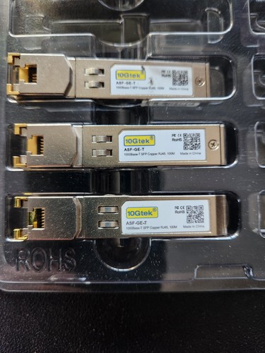 3 Pack 10Gtek Transceiver module, 1000Base-T SFP Copper RJ45, 100M AST-GE-T