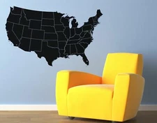 USA Map with State Borderline Office Wall Decal by Stickerbrand #6030