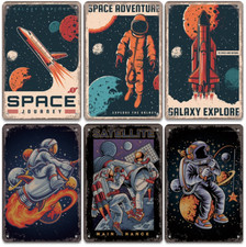 Astronaut Space Planet Galaxy Metal Plates Sign Wall Decor Home Bar Pub Deco