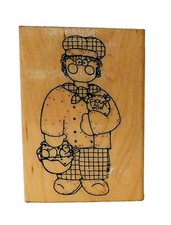 Baker Rubber Stamp Baker 4.5" x 3" Wood Mounted JRL Designs Cooking Baking Flour
