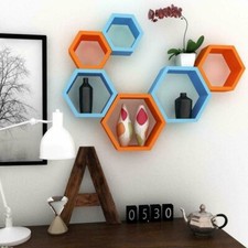6 pcs Shelves Wall Floating Hexagon Plant Shelves Home Decor Shelf for Bedroom