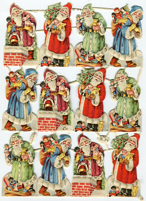 Glanzbild Oblaten scraps die cut  alter Bogen  Nikolaus Geschenke BNK Nr.R.71