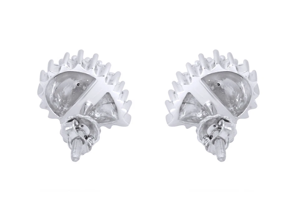 Round Natural Diamond Cluster Stud Earrings For Women's Solid 925 Sterling - Image 3 of 4