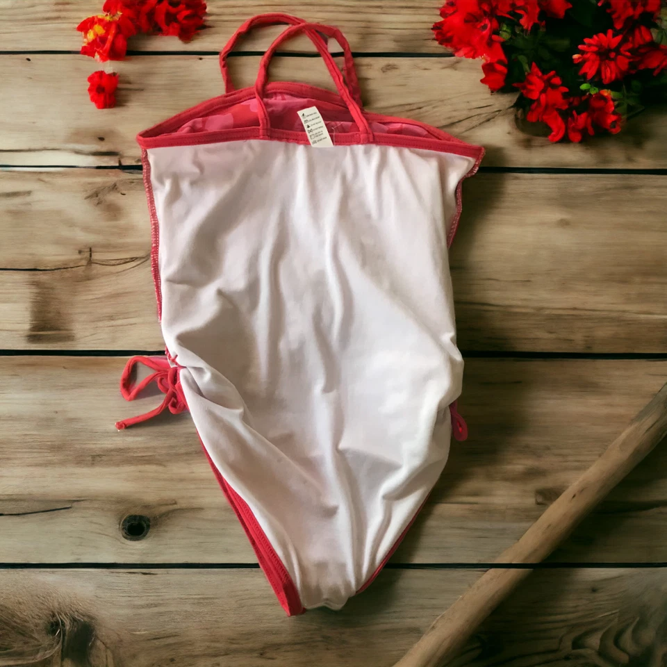 Traje de baño de una pieza Amy Byer para niñas rosa intenso rojo flores talla 14 Foto 4 de 4