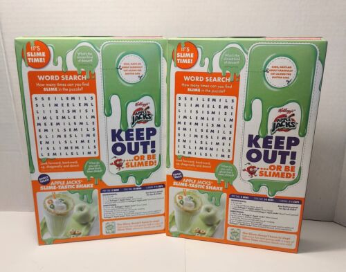 Lot 2 Apple Jacks Cereal Nickelodeon Slime edition Green Apple Flavor 8.2oz - Picture 2 of 4