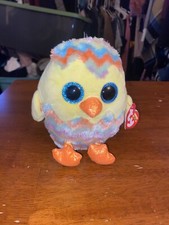 TY Silk Corwin the Easter Chick in Egg Plush Stuffed Animal Glitter Eyes 6" New