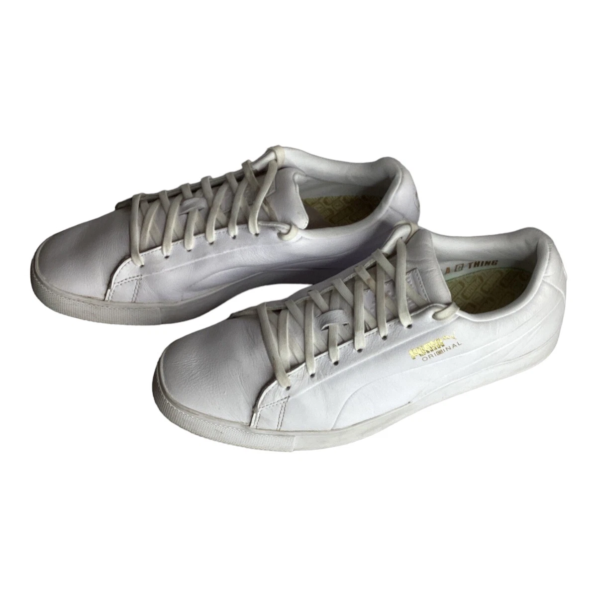 PUMA Men s Size 9.5 Original White Leather Spikeless Golf Shoes Its A G Thing