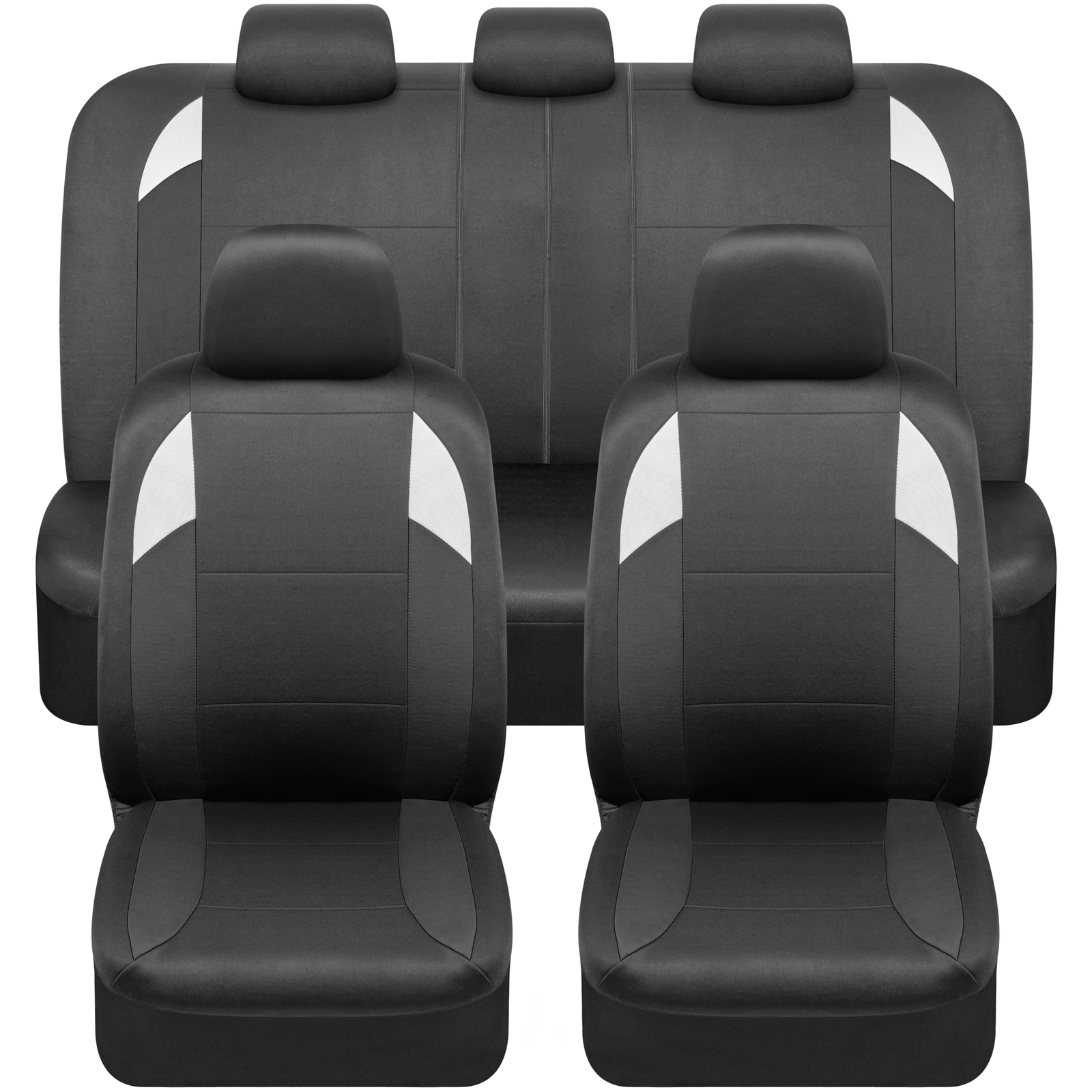 Monaco Black Car Seat Covers Full Set Front and Rear Bench for Auto Truck SUV