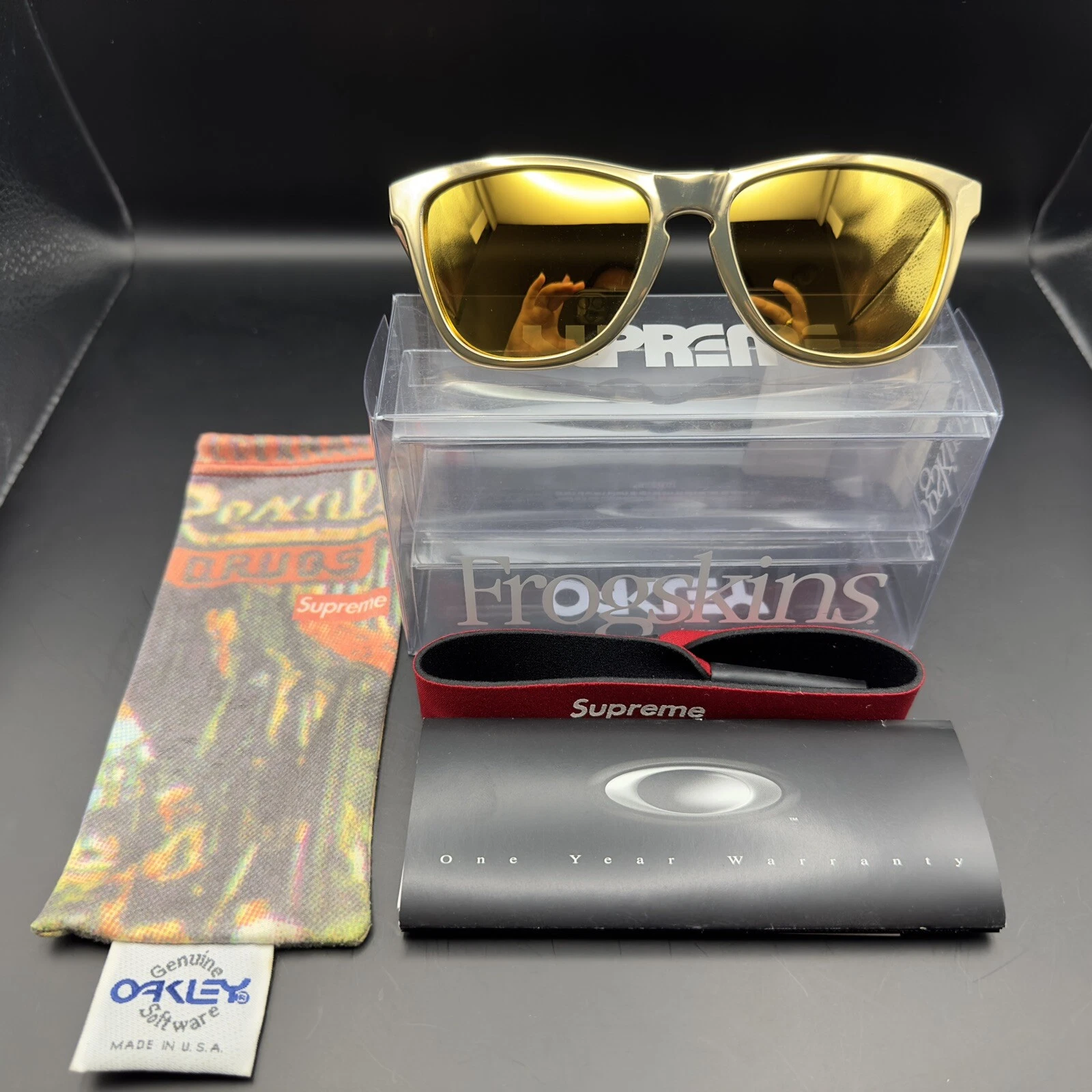 Oakley Supreme Frogskin or avec verres iridium 24 carats