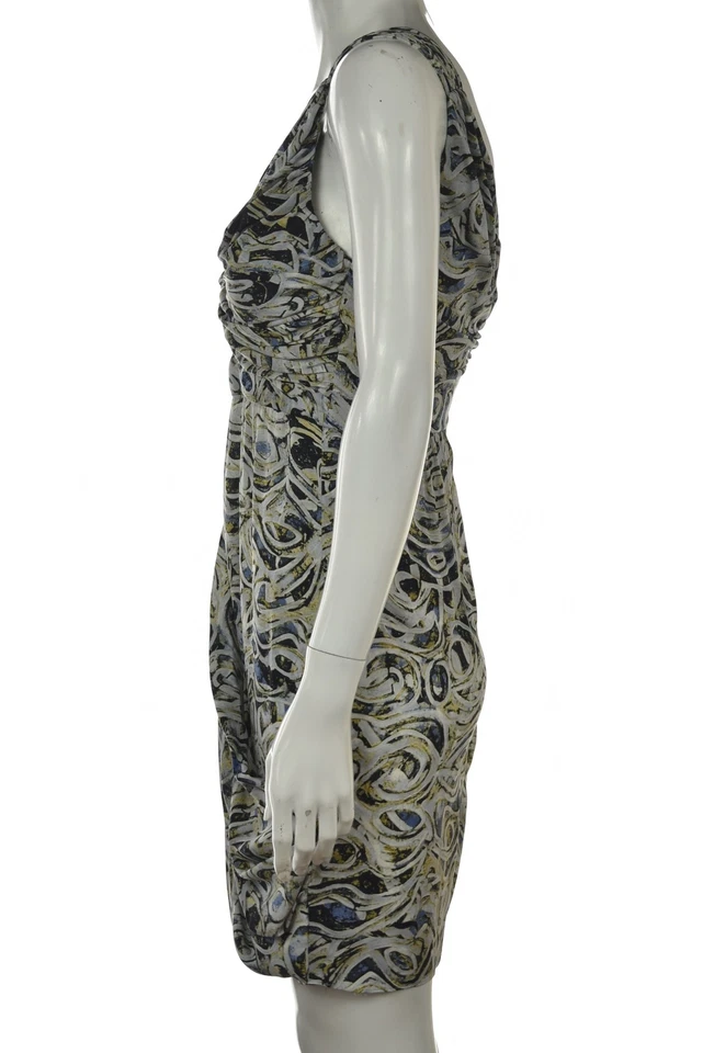 Платье Cathrine Malandrino размер 2 синее белое оболочка шелк выше колена повседневное - Изображение 3 из 4