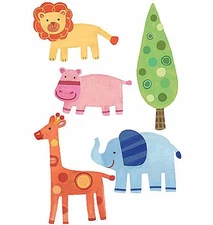 Zoo Pals Safari Jungle Animals Lion Hippos Elephants 25 Wallies Stickers Decals