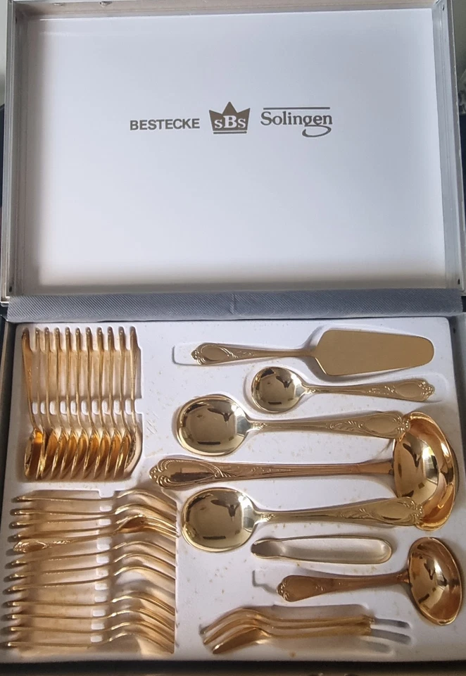 BESTECKE SOLINGEN CASED SET OF 24k GOLD PLATED CUTLERY See Photos - Image 2 of 4