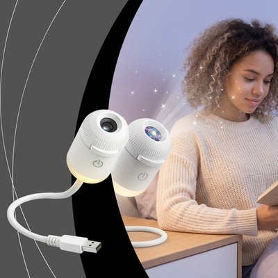 Projection Night Light - USB Powered Starry Sky Lamp for Bedroom Nursery Ambient