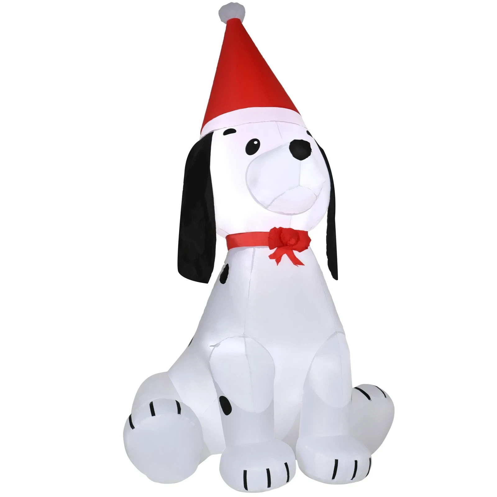 HOMCOM 6ft Inflatable Christmas Puppy Dog Wearing Santa Hat Built-in LED Light