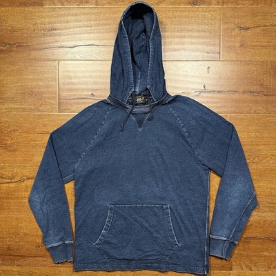 RRL Ralph Lauren Afterhood Hoodie Sweater Mens M Blue Acid Wash