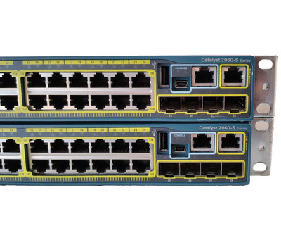 2x Cisco 2960-S Series WS-C2960S-24TS-L 24-Port Gigabit Ethernet Switch w/ Ears