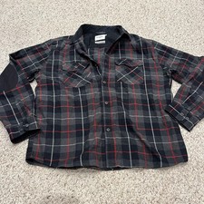 Goodfellow  Co Men's Button Down Flannel Shirt Sz L Black Gray Plaid Fall