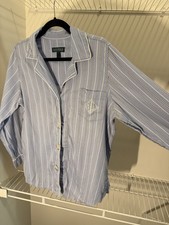 Lauren Ralph Lauren Women s Pajama Sleep Shirt Size L Blue White Stripe