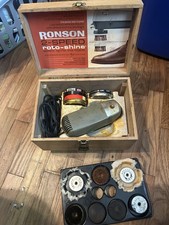 Vtg Ronson Roto Shine Magnetic Travel Shoe Polisher w/ Storage Caddy Orig Box