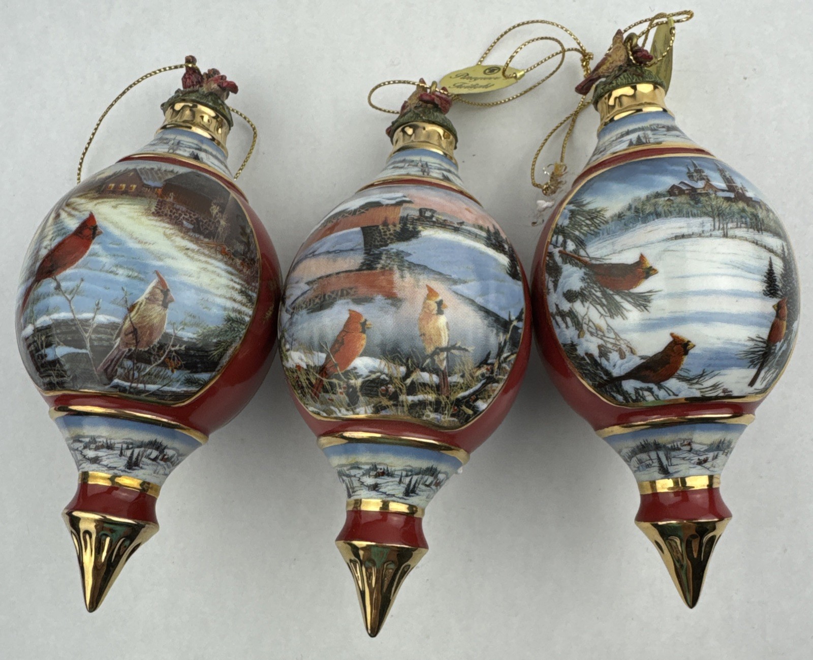 Bradford Exchange Pinegrove Cardinal Ornaments by Timm Simms in Red