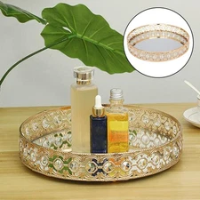 Mirrored Crystal Vanity Makeup Tray Jewelry Organizer Decorative Tray Home