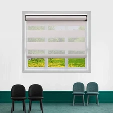 Cordless Zebra Roller Shades, Dual Layer Sheer Blinds Window Treatment for Priva