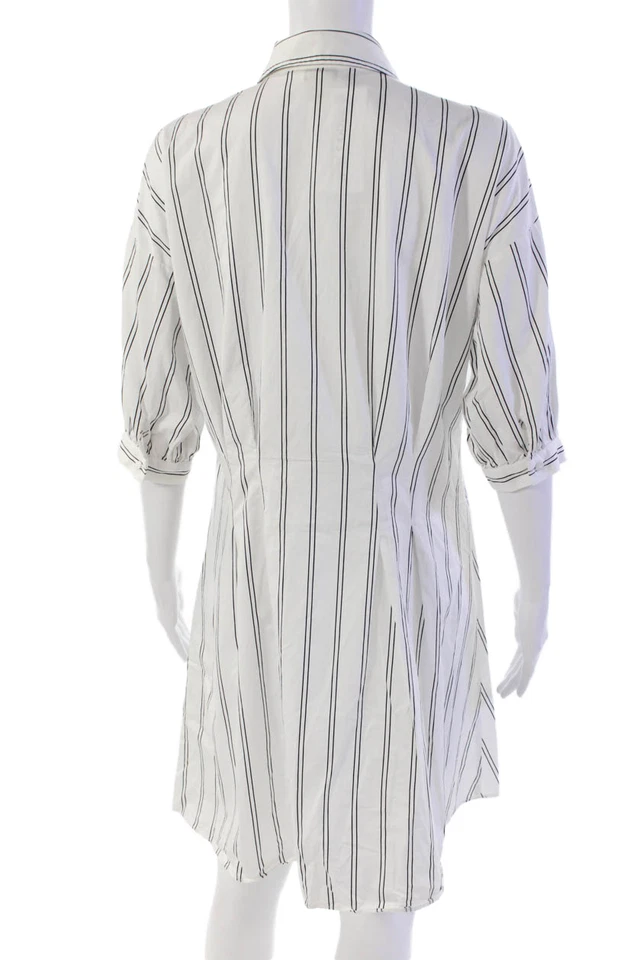 Club Monaco Womens Cotton Striped Short Sleeve Shirt Dress White Size 6 - Image 3 of 4