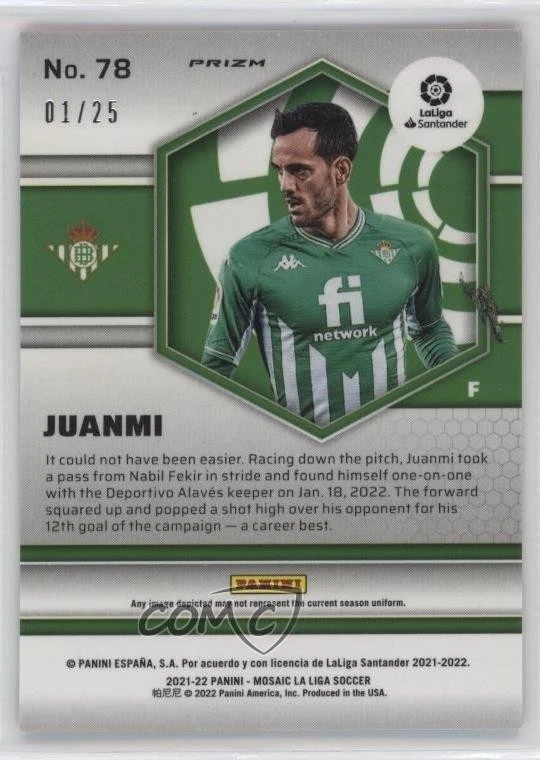 2021-22 Panini Mosaic La Liga Pink Mosaic Prizm /25 Juanmi #78 - Image 2 of 2