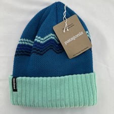 Patagonia Powder Town Beanie Kids One Size Teal Aqua Belay Blue Ski Snowboarding