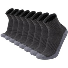 8 Pairs Mens Cushioned Ankle Socks, Athletic Running, Casual Quarter, Comfort