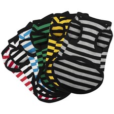 6-Piece Striped Shirt Set: Sleeveless Cotton Puppy Dog Shirts, Breathable Pet...