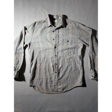 Vintage Saks Fifth Avenue Plaid Button Down Shirt Mens Medium Single Needle