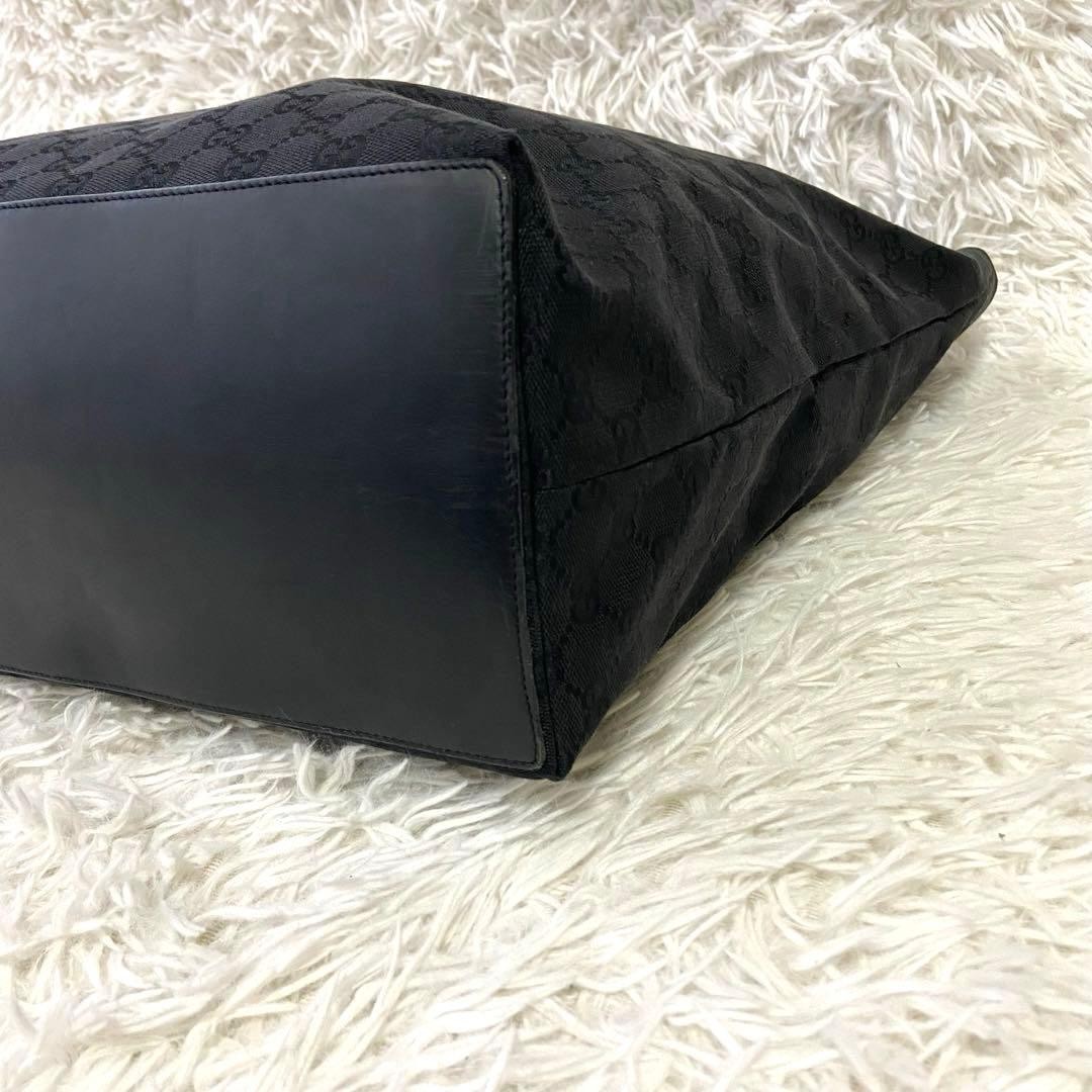 Gucci Vintage GG Canvas Bucket Bag Unisex Black Large Capacity Leather thumbnail 11