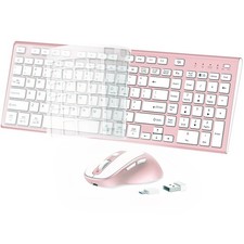 FENIFOX Wireless Keyboard and Mouse, Rechargeable USB C Combo Silent Quiet Compa