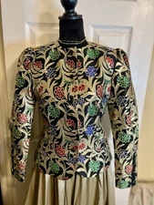 Rare Vintage John Carlisle Silk Embroidered Floral Jacket 8