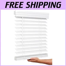 Smooth Faux Wood Blind, Cordless - Bright White 12"x72"