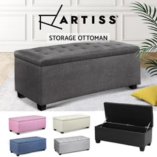 Artiss Storage Ottoman Blanket Box PU Leather Fabric Chest Toy Foot Stool LARGE