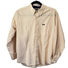Chaps Dress Shirt Button Down Collar Easy Care Men XL Yellow Striped Long Sleeve