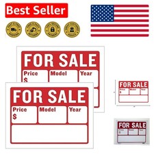 Durable Indoor/Outdoor Car For Sale Signs - 9x12, 2-Pack Customizable Design