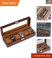 6-Slot Watch Display Case for Men - Protects & Showcases Your Timepieces