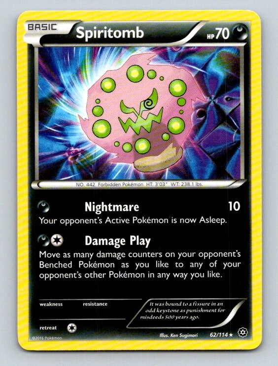 Spiritomb 62/114 Rare Steam Siege Pokemon Lightly Played