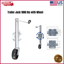 1000 lbs Side-Wind Bolt-On Trailer Jack with Swivel Wheel.