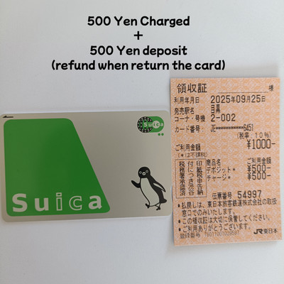 500 Yen aufgeladene japanische Suica IC-Karte Prepaid Travel Pass 500 Yen Kau...