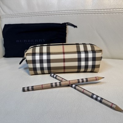 Burberry T-02-1 Nova Check Two Pencil & Burberry Pencils Makeup Case NWOT