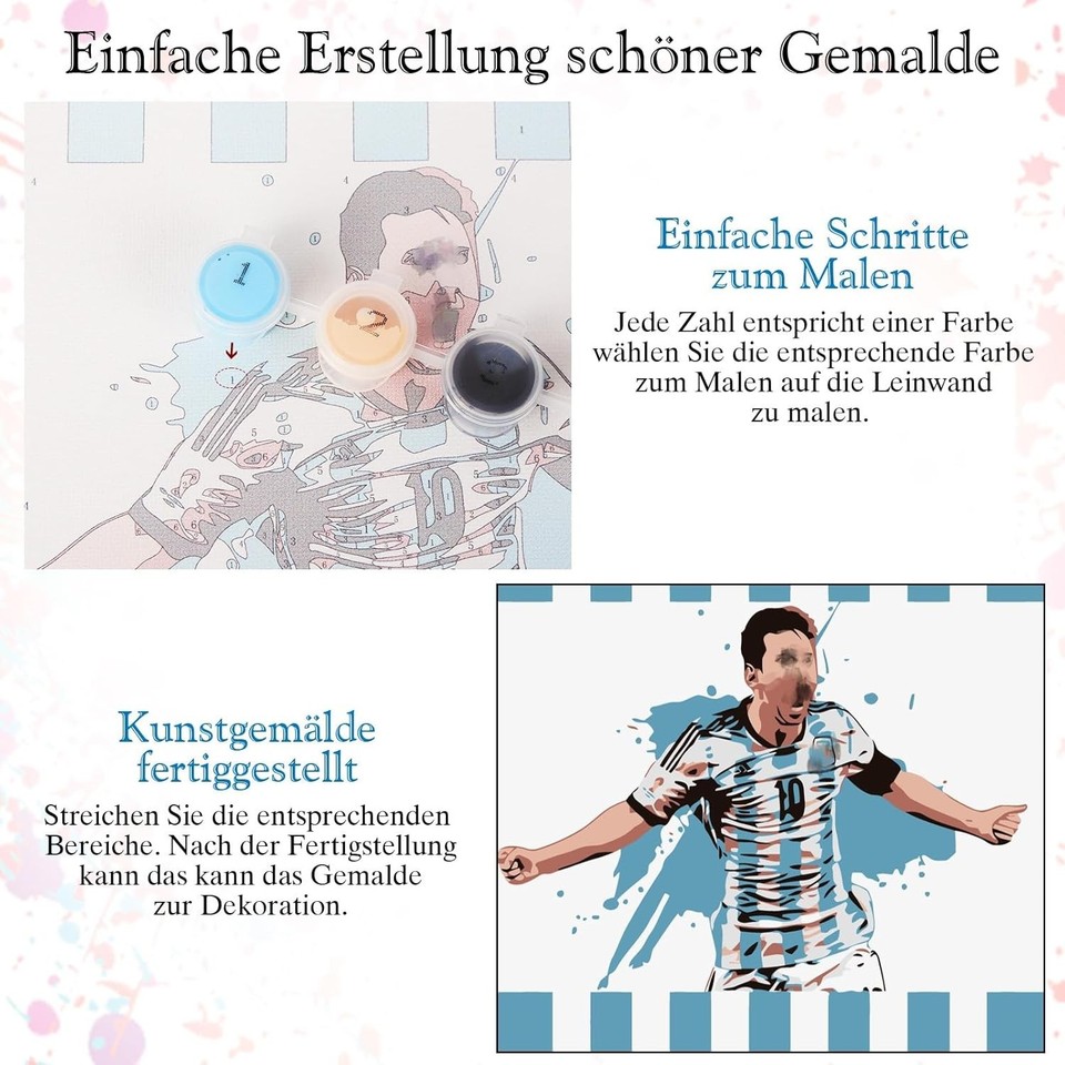 Fußball Malen Nach Zahlen mit Rahmen für Erwachsene Anfänger und Kinder