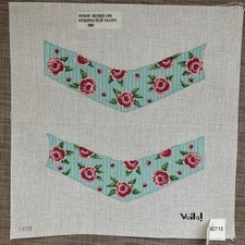 Handpainted Needlepoint Canvas Rose Stripes Flip Flops Read Description