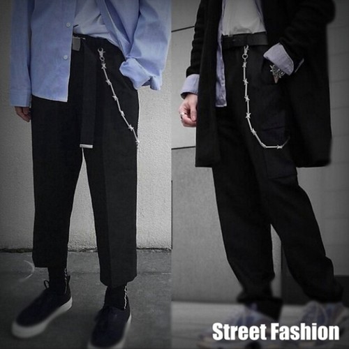 29" Heavy Metal Barbed Wire Silver Wallet Chain Punk Pants Chain Hip Hop Jewe QU - Imagen 5 de 12