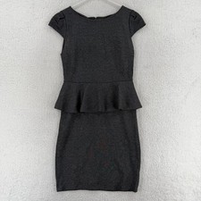 Alice + Olivia Dress Womens 4 Gray Peplum Cap Sleeve Sheath Career Workwear